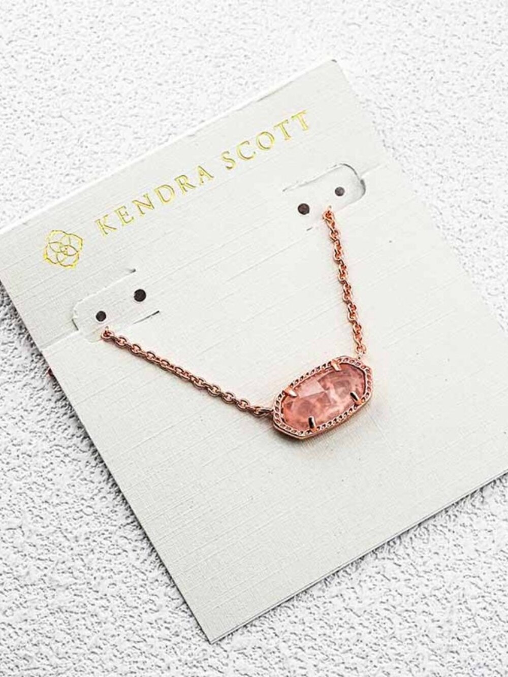 Kendra Scott Rose Gold Chain Necklace with Pink Faceted Stone